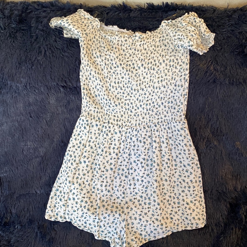 White Floral print romper